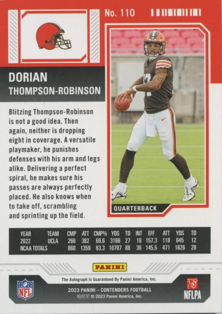 Dorian Thompson-Robinson 2023 Contenders Auto Autograph RC Cleveland Browns