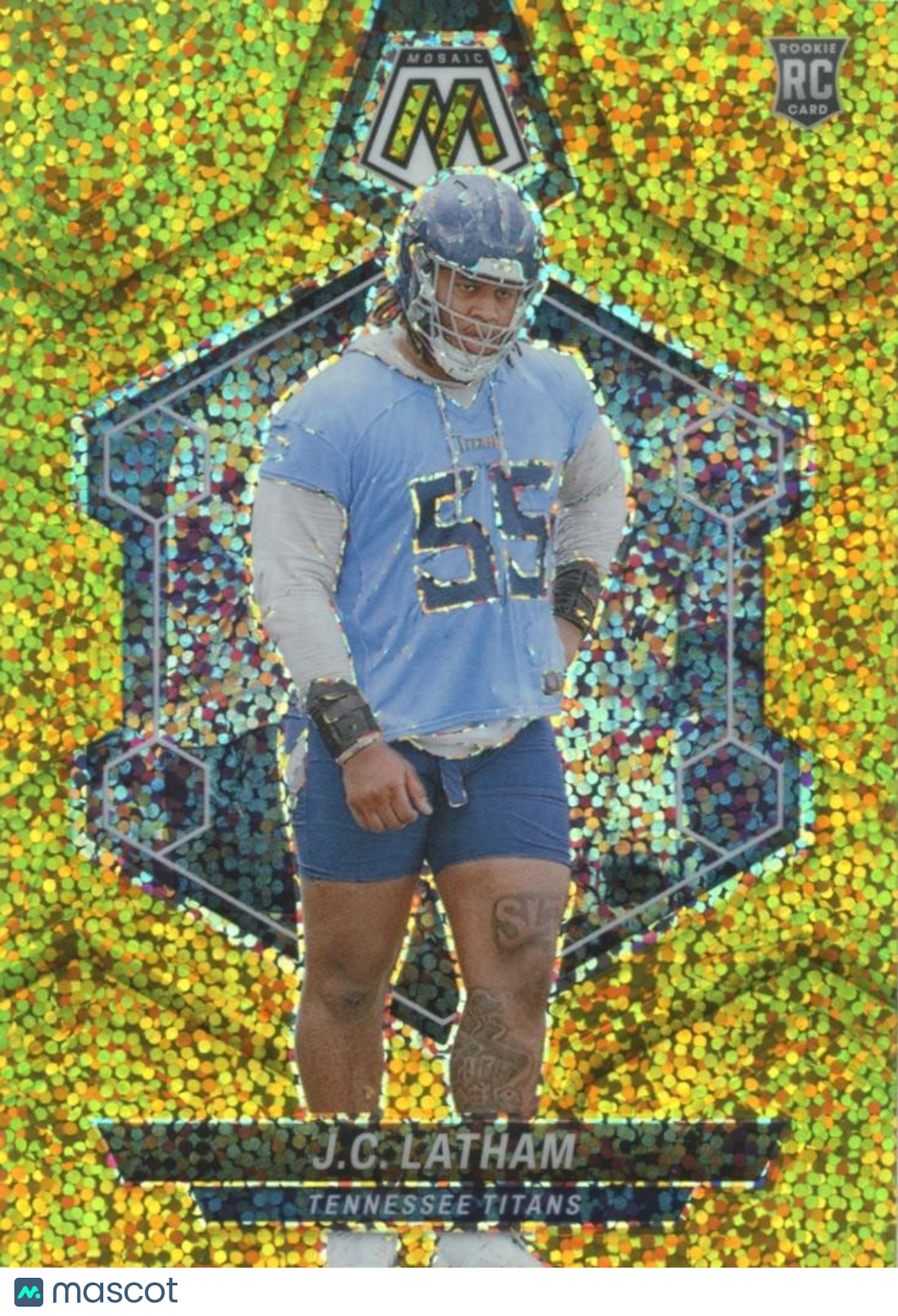 J.C. Latham 2024 Mosaic Gold Sparkle Prizm SSP Rookie RC Titans 4/24