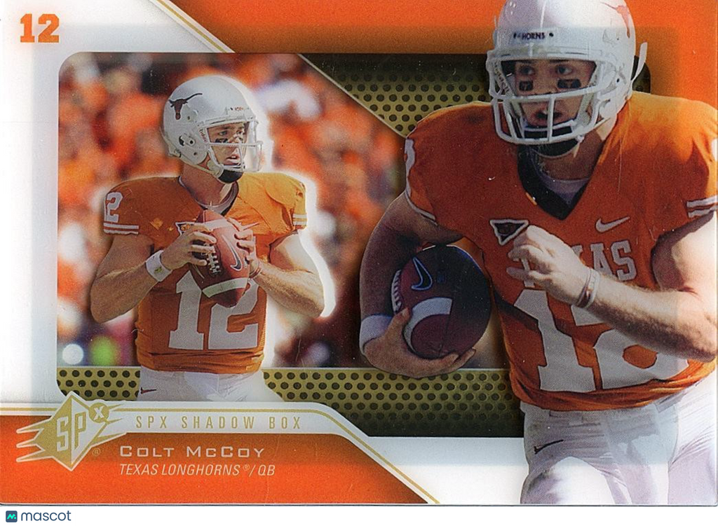 Colt MCcoy 2010 SPX Shadow Box SSP SHORT PRINT Rookie RC Texas Longhorns