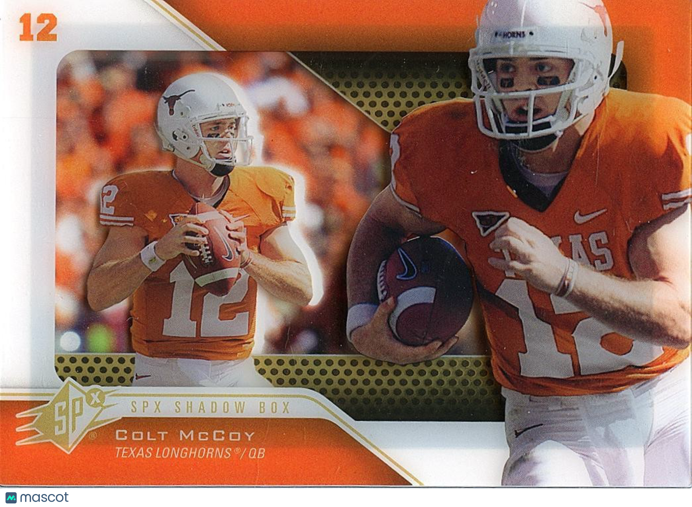 Colt MCcoy 2010 SPX Shadow Box SSP SHORT PRINT Rookie RC Texas Longhorns