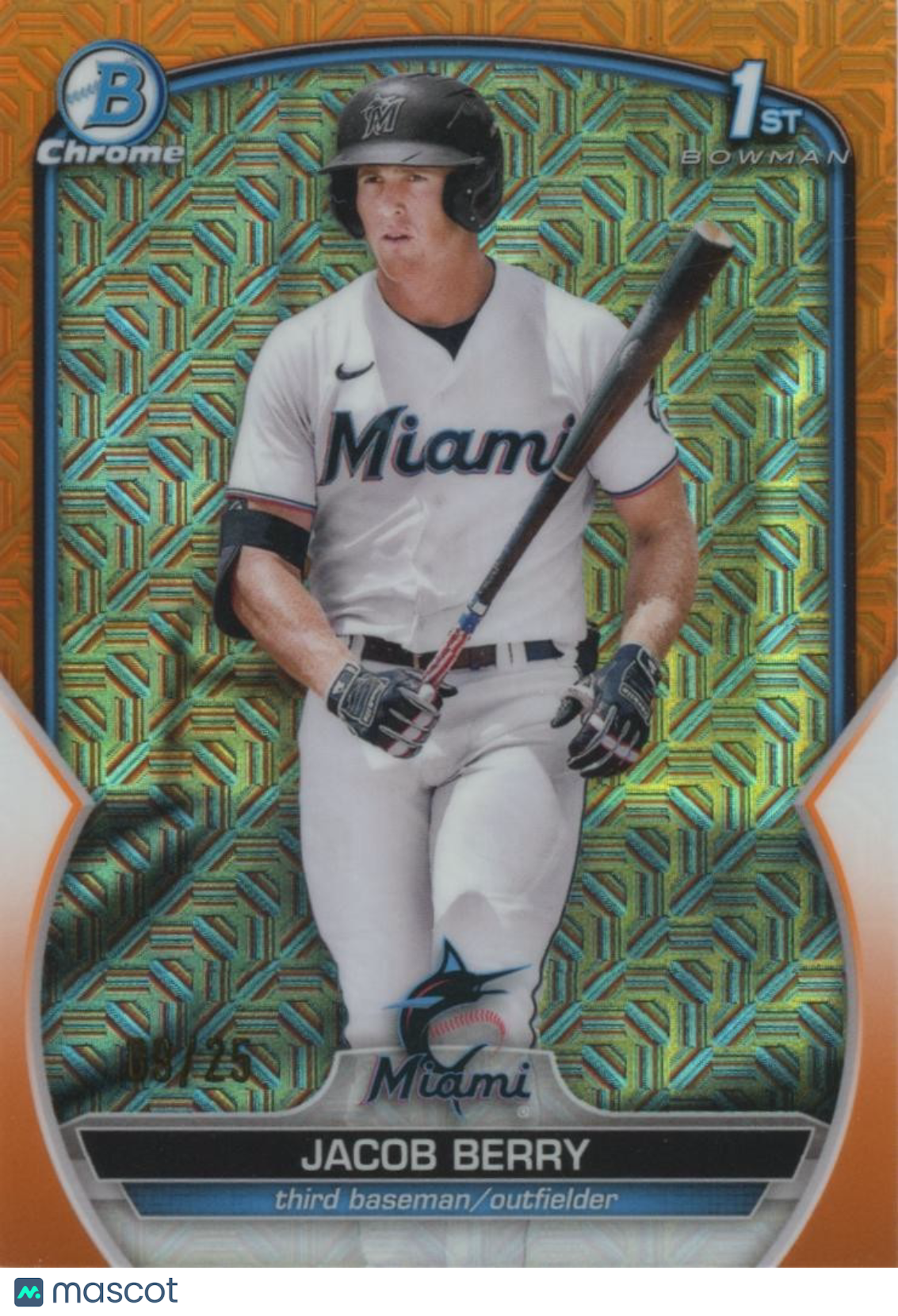 Jacob Berry 2023 Bowman Chrome 1st Orange Mega Box Refractor RC Marlins 9/25