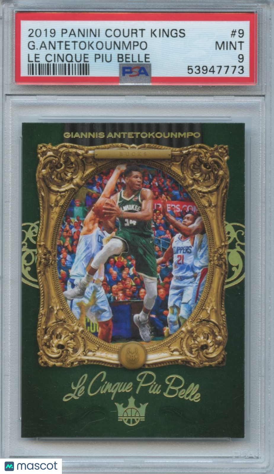 Giannis Antetokounmpo 2019 Court Kings Le Cinque Piu Belle CASE HIT Bucks PSA 9
