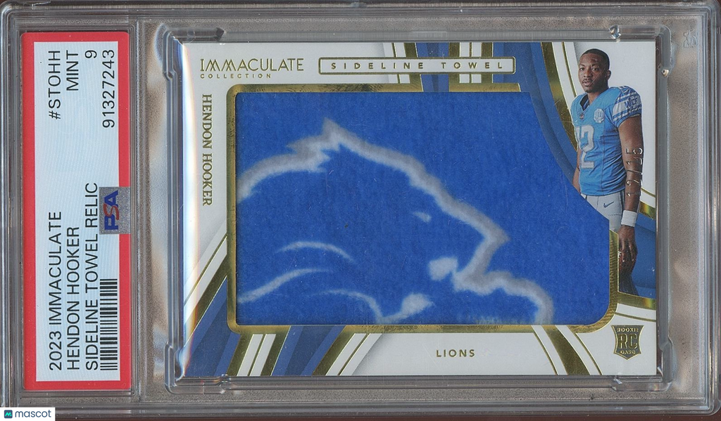 Hendon Hooker 2023 Immaculate Towel LOGO Patch RC Detroit Lions 12/15 PSA 9