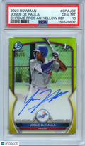Josue De Paula 2023 Bowman Chrome 1st Yellow Auto Autograph Dodgers 20/75 PSA 10
