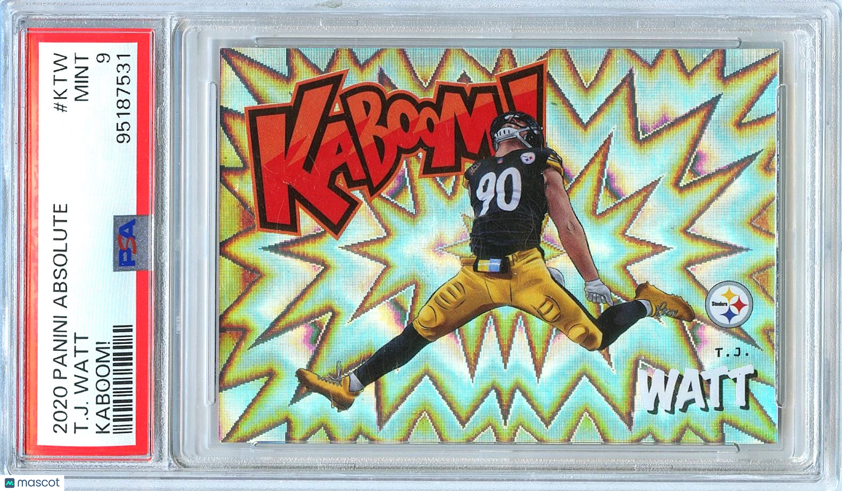 T.J. Watt 2020 Absolute KABOOM! SSP CASE HIT Pittsburgh Steelers PSA 9