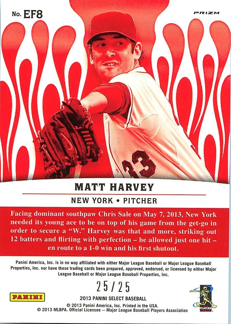 Matt Harvey 2013 Select En Fuego GOLD Prizm SSP New York Mets 25/25
