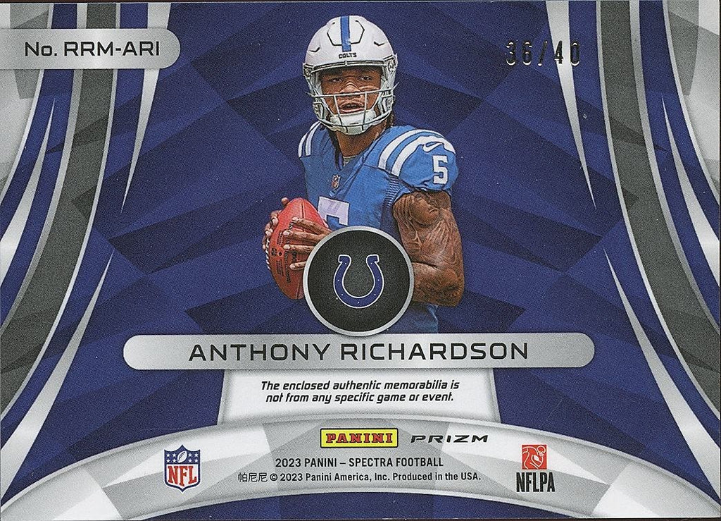 Anthony Richardson 2023 Spectra Jersey Patch Rookie RC Indianapolis Colts 36/40