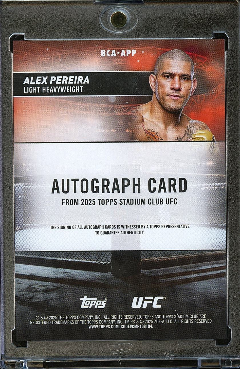 Alex Pereira 2025 Stadium Club On Card Auto Autograph UFC MMA