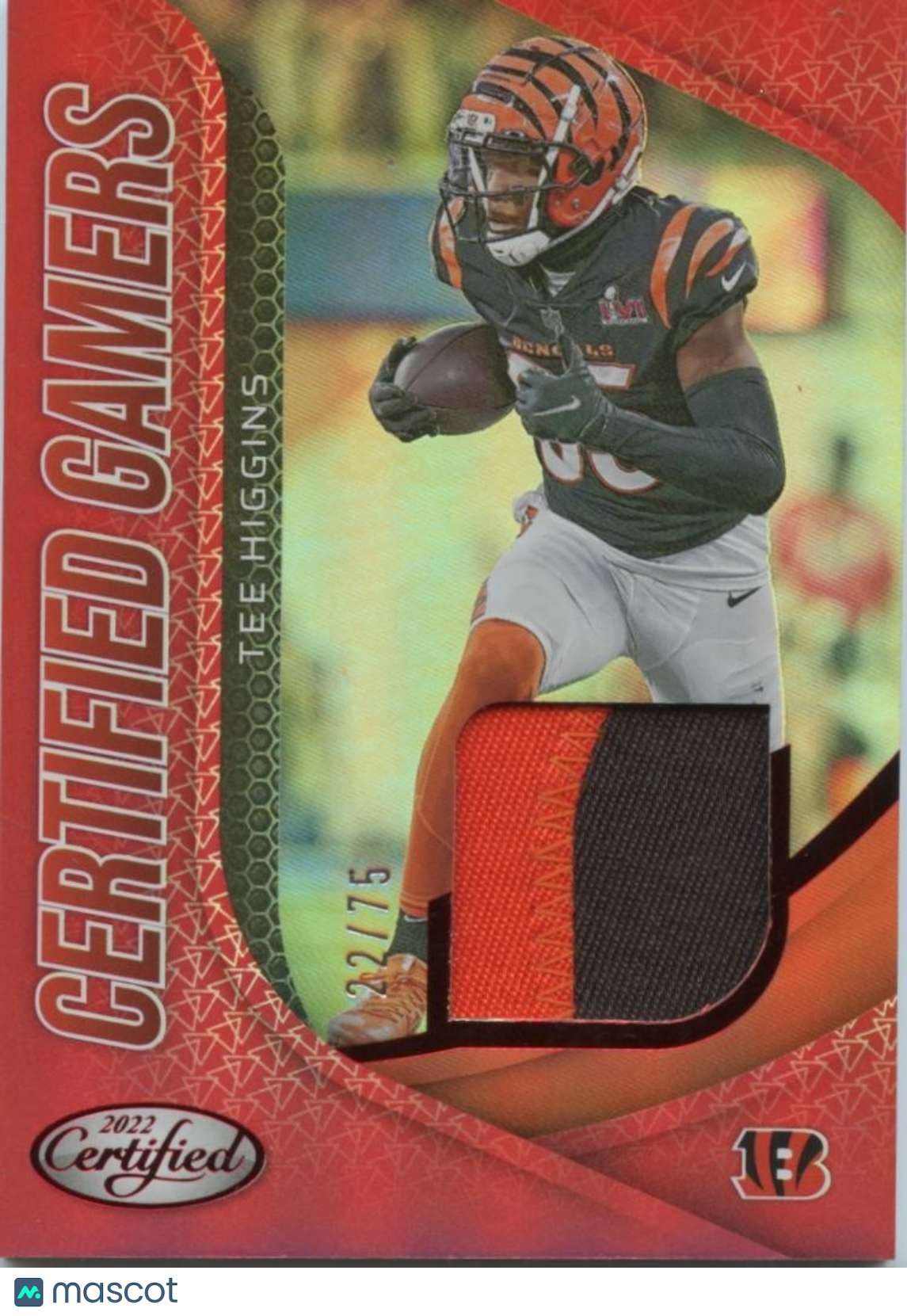 Tee Higgins 2022 Certified Gamers Game Worn Patch Bengals 22/75