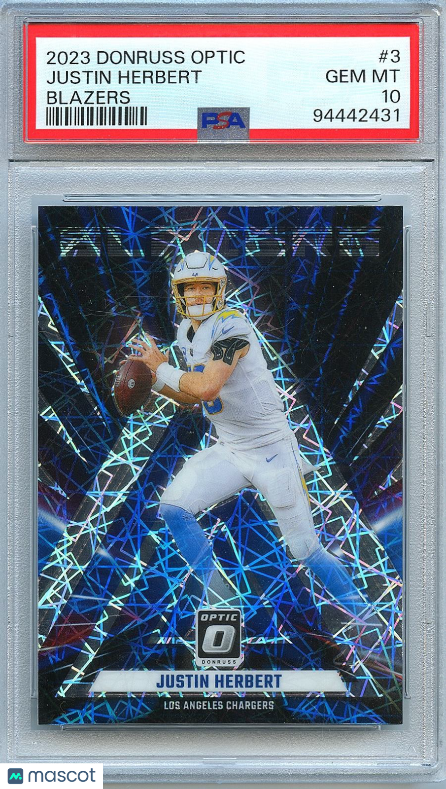 Justin Herbert 2023 Optic Blazers SSP CASE HIT Los Angeles Chargers PSA 10