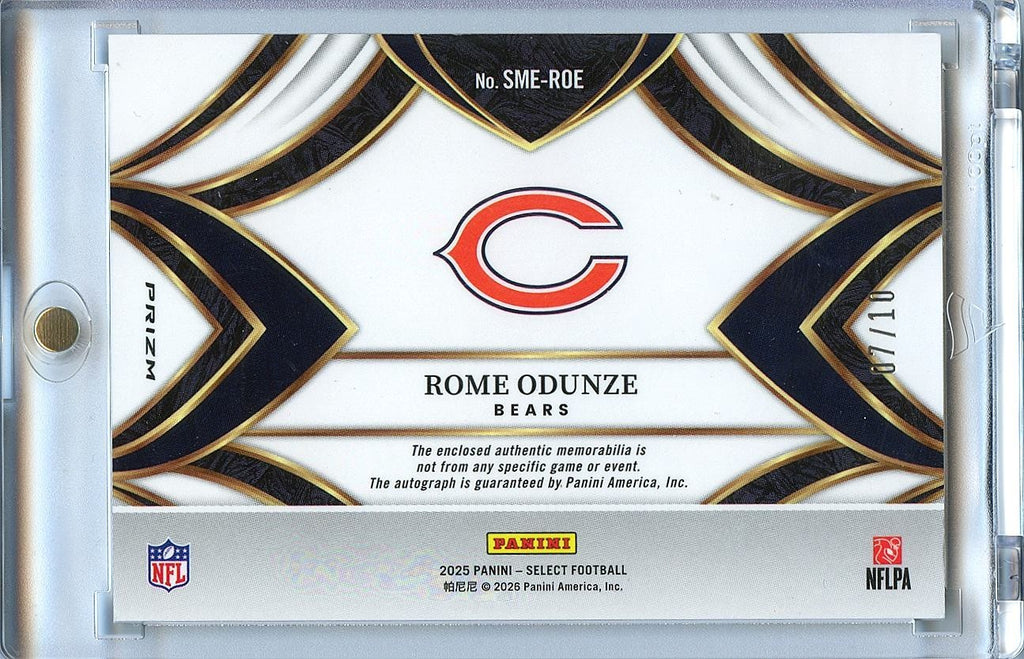 Rome Odunze 2025 Select GOLD Auto Autograph Patch Chicago Bears 7/10