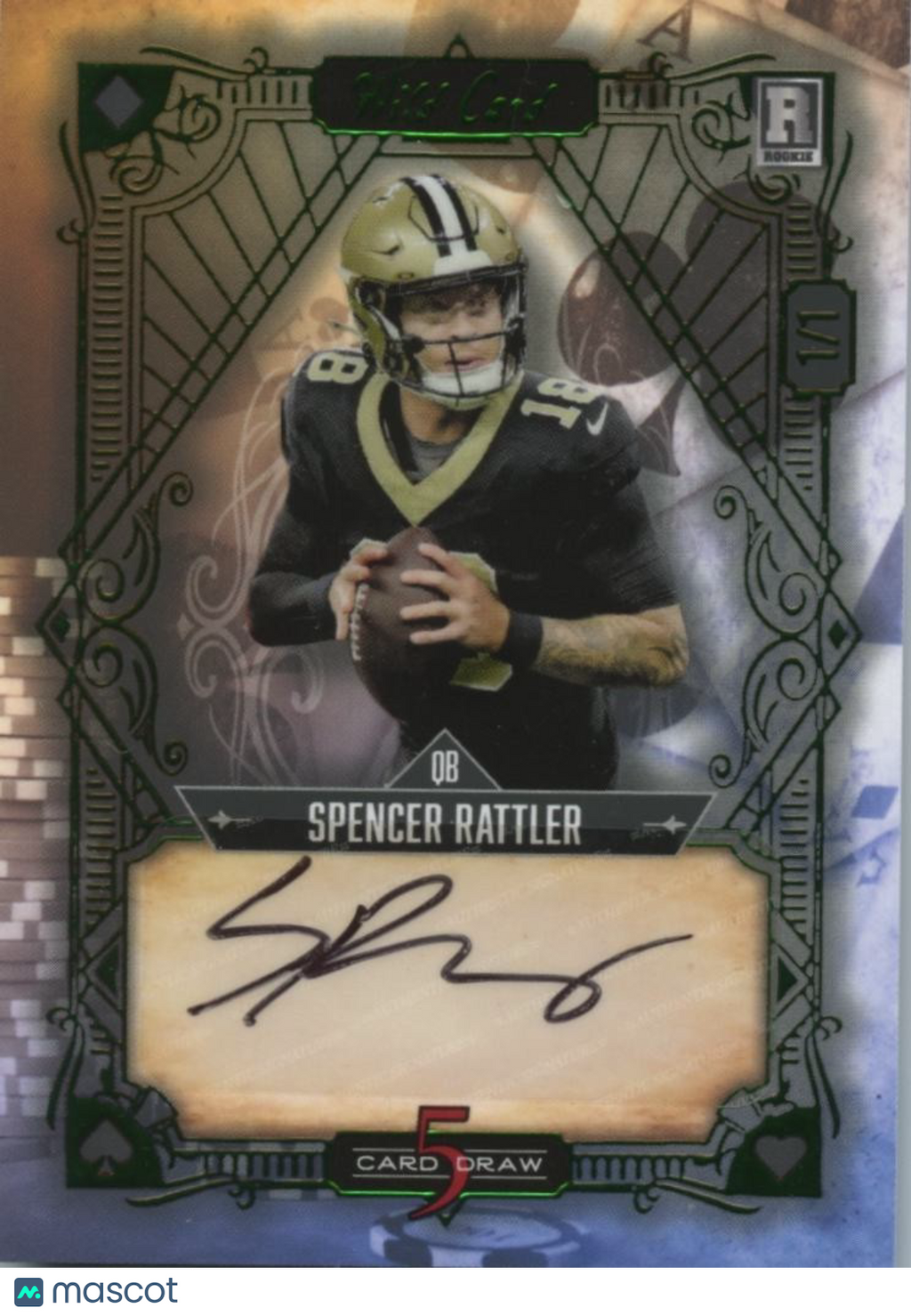 Spencer Rattler 2024 Wild Card Auto Autograph RC New Orleans Saints 1/1