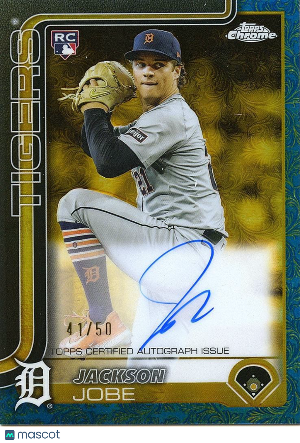 Jackson Jobe 2025 Topps Chrome Gilded Auto Autograph RC Detroit Tigers 41/50