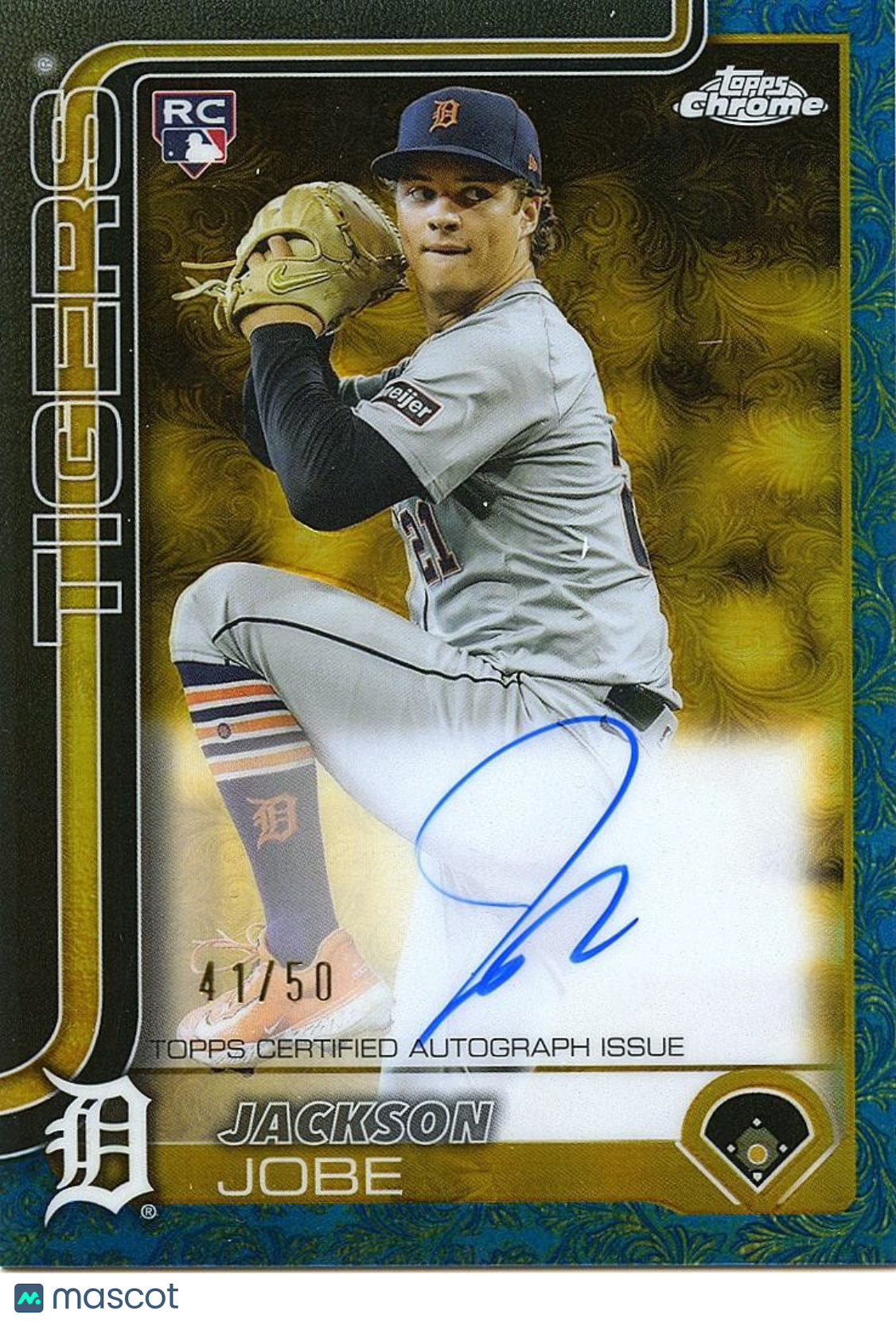 Jackson Jobe 2025 Topps Chrome Gilded Auto Autograph RC Detroit Tigers 41/50