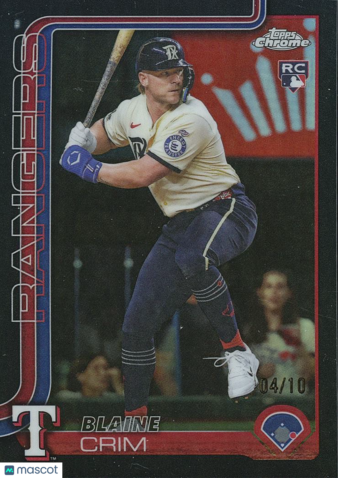 Blaine Crim 2025 Topps Chrome BLACK Refractor SSP Rookie RC Texas Rangers 4/10