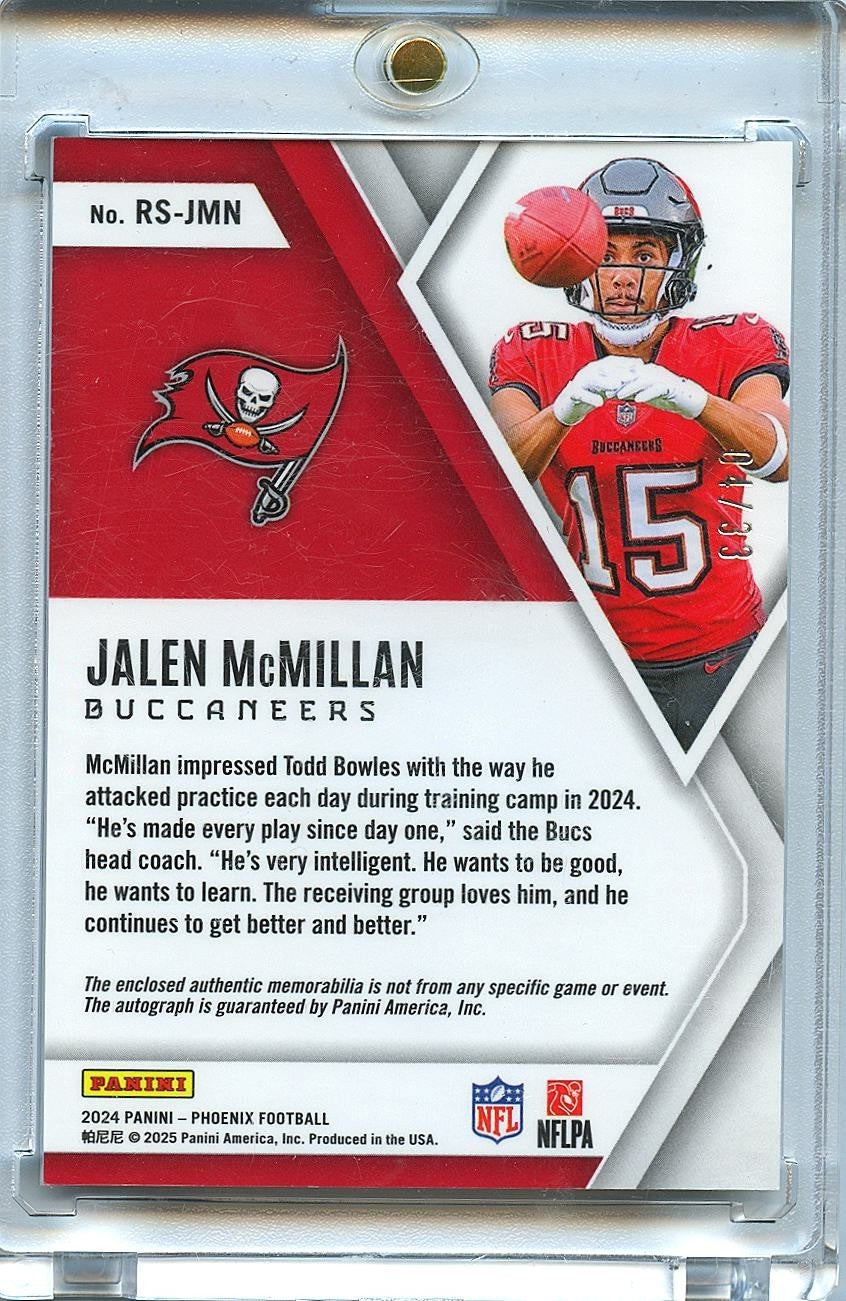 Jalen Mcmillan 2024 Phoenix Auto Autograph Patch RC Tampa Bay Buccaneers 4/33