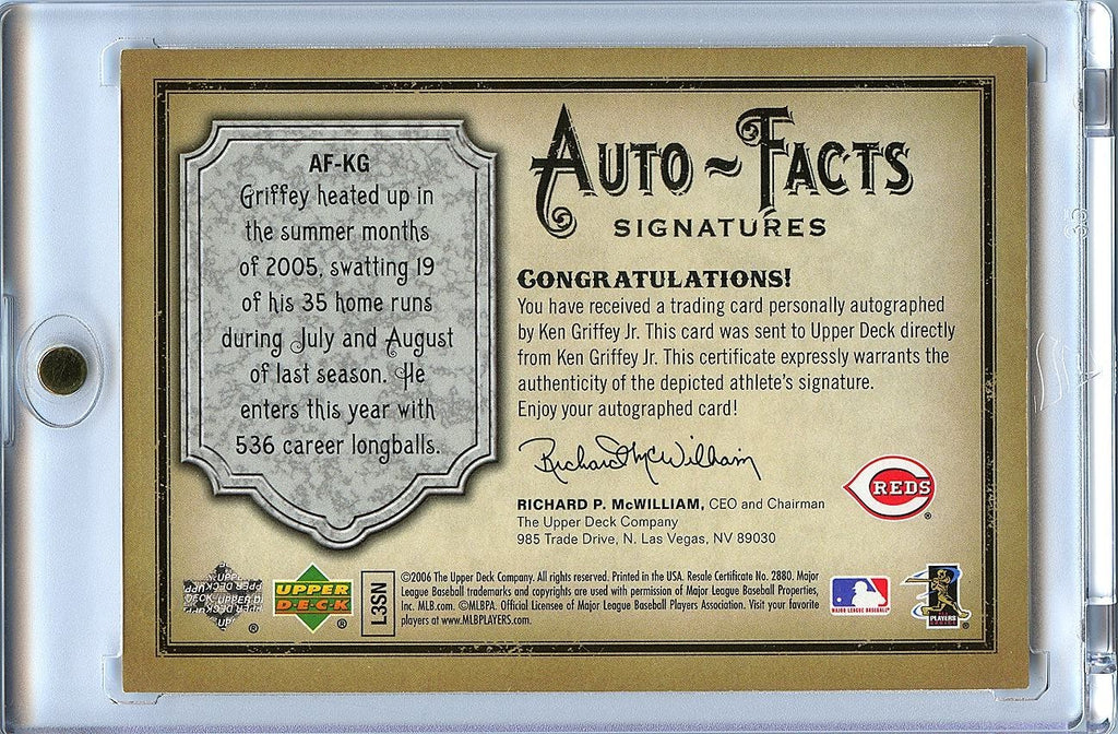 Ken Griffey Jr. 2006 Upper Deck Auto-Facts Auto Autograph Reds 718/800
