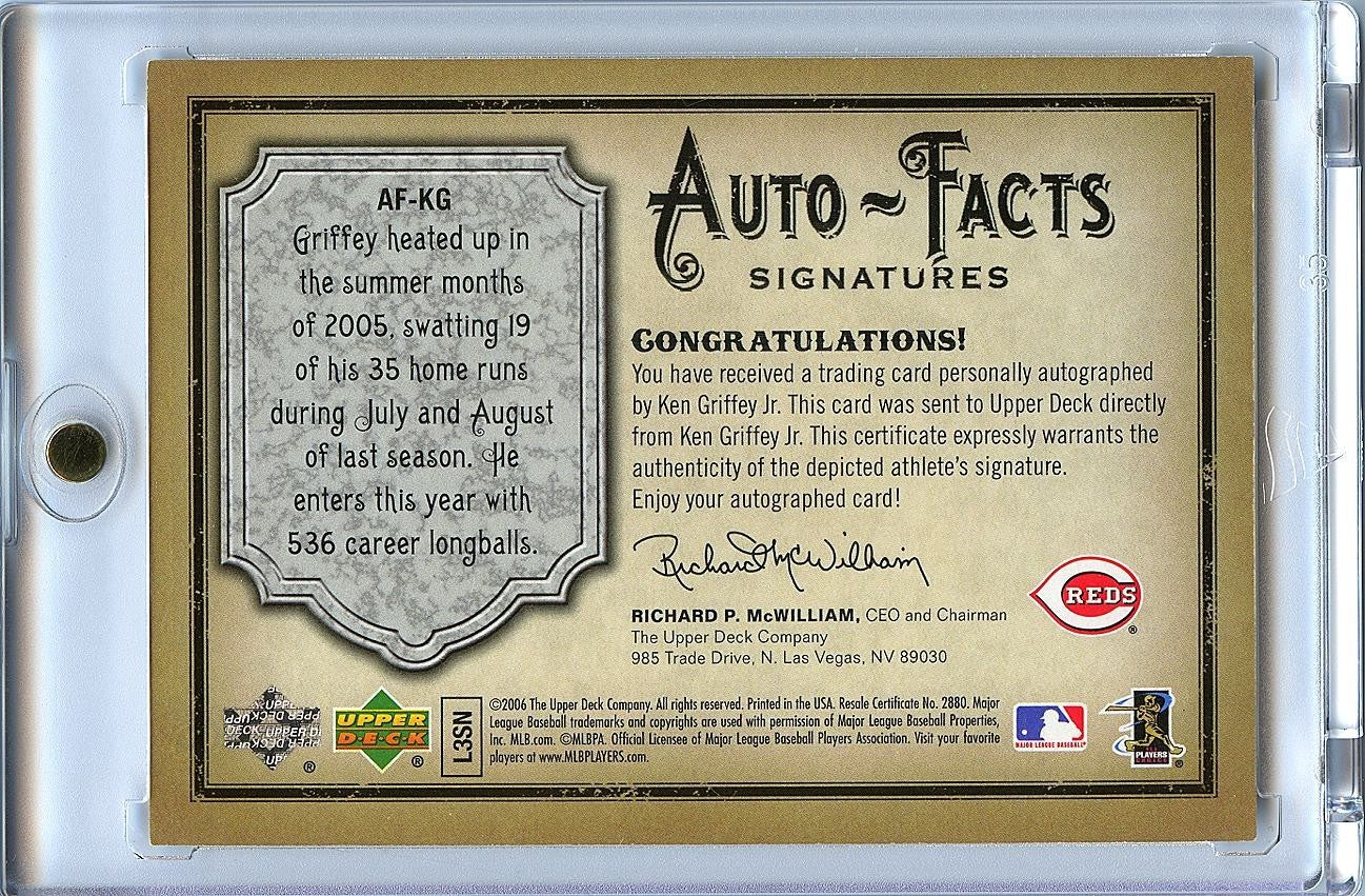 Ken Griffey Jr. 2006 Upper Deck Auto-Facts Auto Autograph Reds 718/800