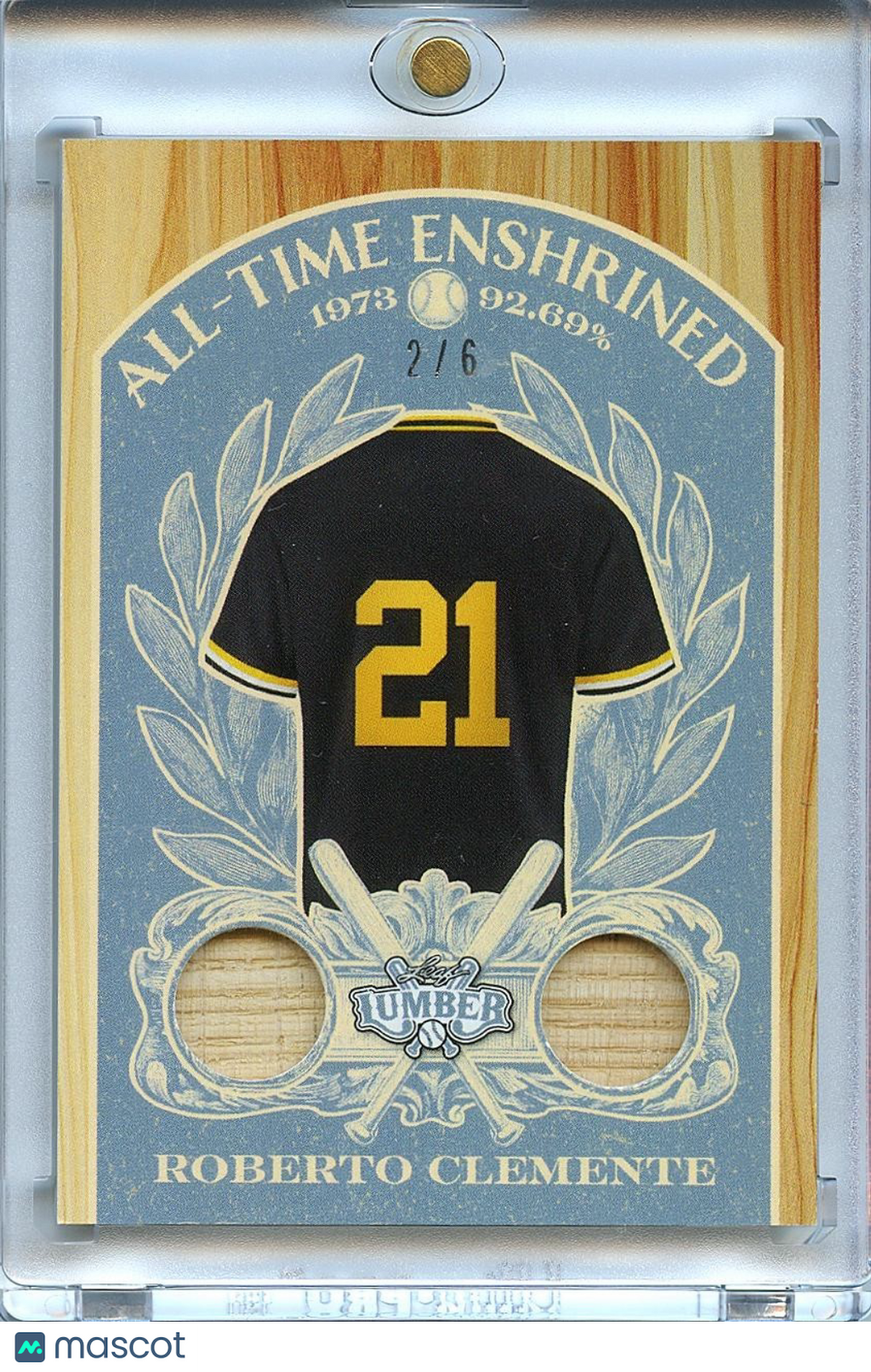 Roberto Clemente 2025 Leaf Lumber Game Used Bat Relic Pittsburgh Pirates 2/6