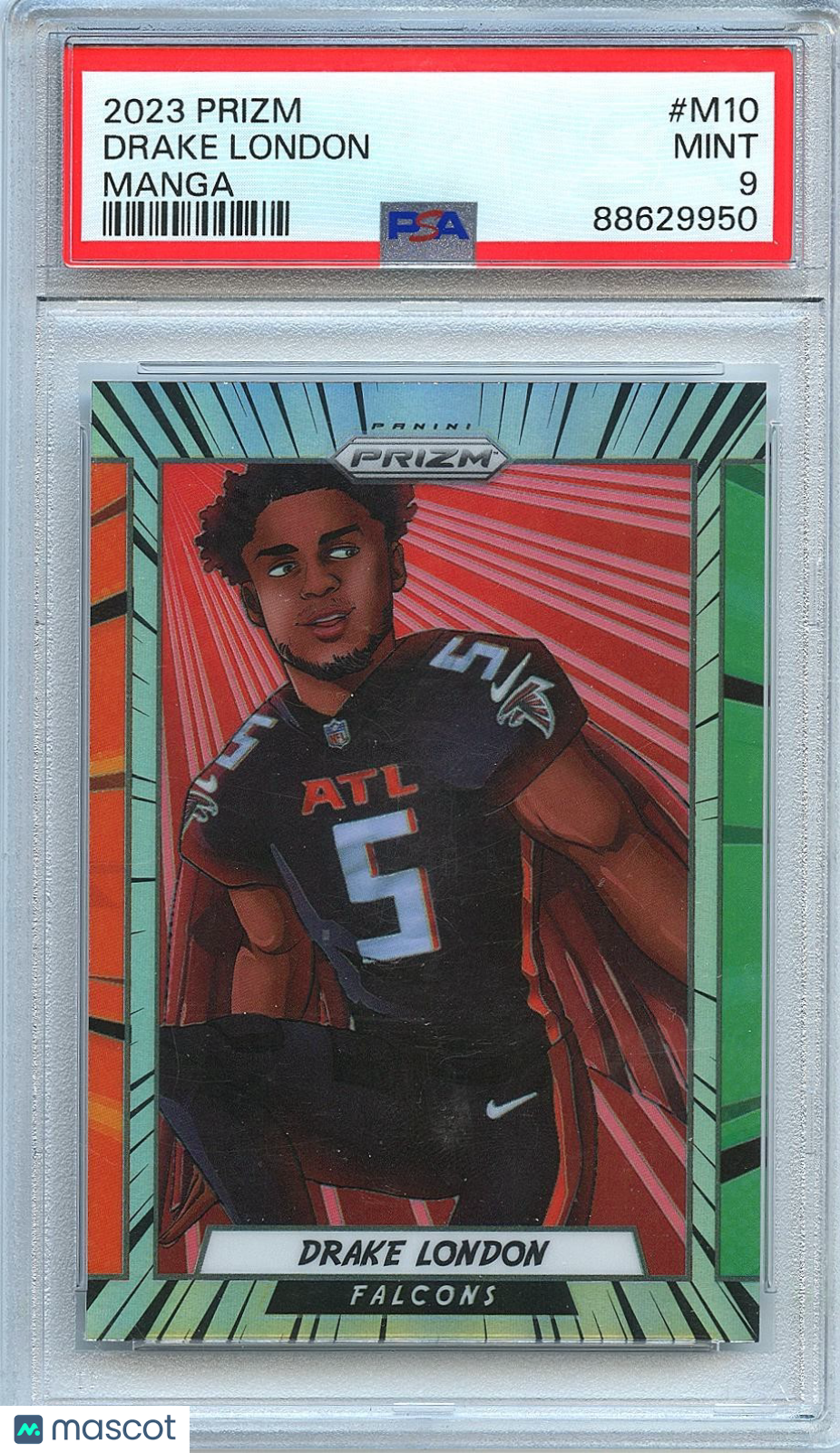 Drake London 2023 Prizm Manga SSP CASE HIT Atlanta Falcons PSA 9