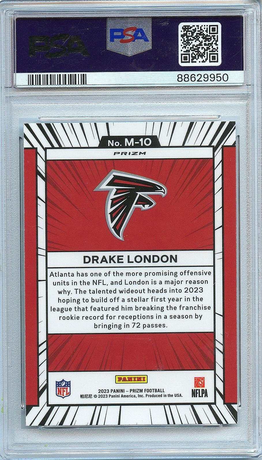 Drake London 2023 Prizm Manga SSP CASE HIT Atlanta Falcons PSA 9