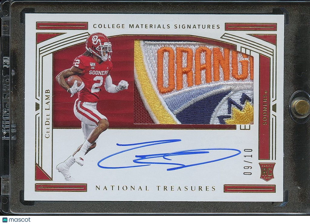 Ceedee Lamb 2020 National Treasures Auto Autograph LOGO Patch RC OU Sooners 9/10