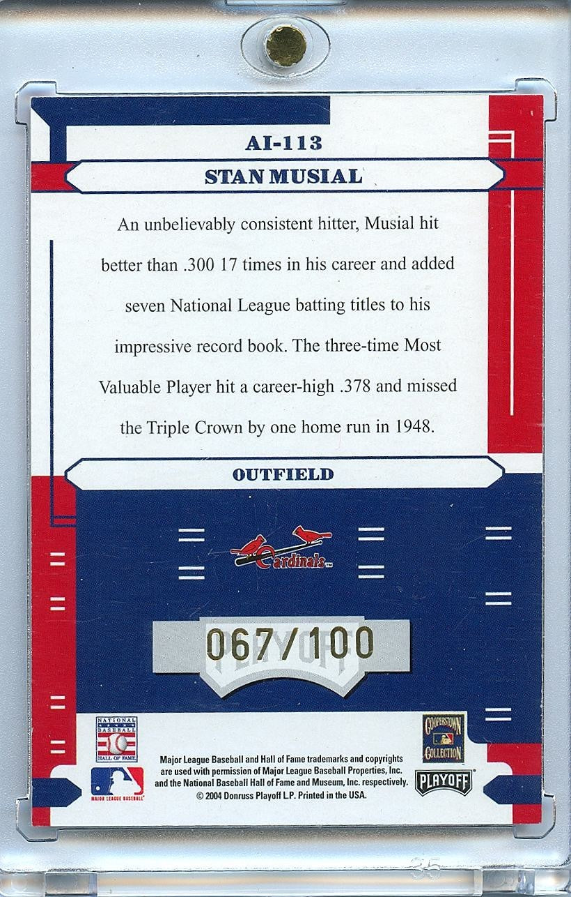 Stan Musial 2004 Absolute Auto Autograph St. Louis Cardinals 67/100