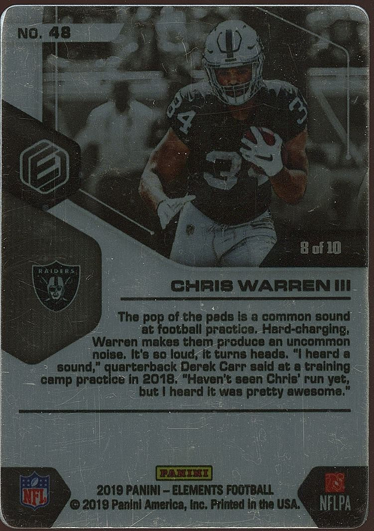 Chris Warren III 2019 Elements Cobalt SSP Raiders Texas Longhorns 8/10