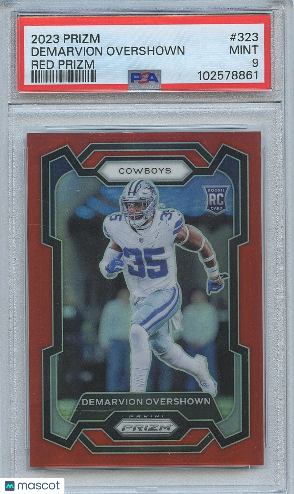 Demarvion Overshown 2023 Prizm Retail Red Prizm SSP Dallas Cowboys PSA 9