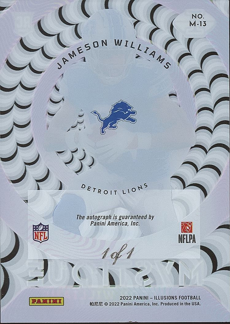 Jameson Williams 2022 Illusions Auto Autograph RC Rookie 1/1 Detroit Lions