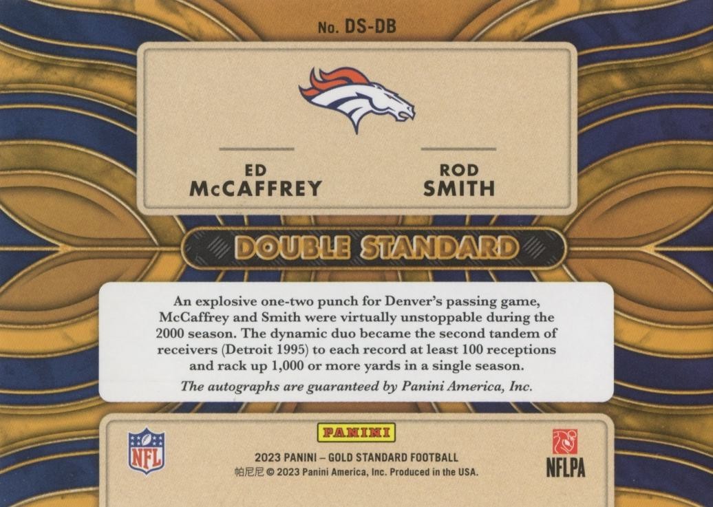 Ed Mccaffrey / Rod Smith 2023 Gold Standard Dual Auto Autograph Broncos 14/25