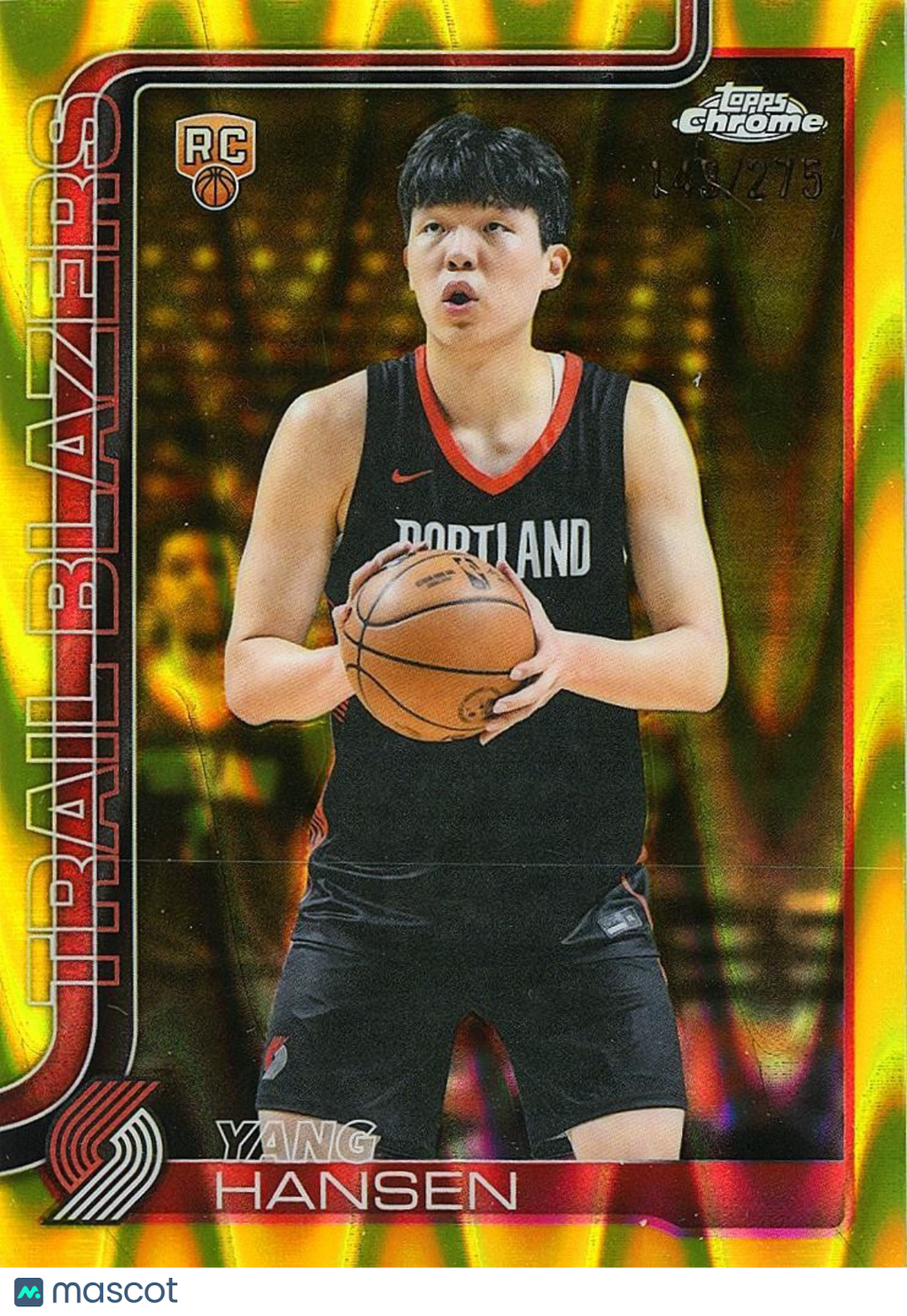 Yang Hansen 2025-26 Topps Chrome Yellow Lava Refractor RC Rookie Blazers 143/275