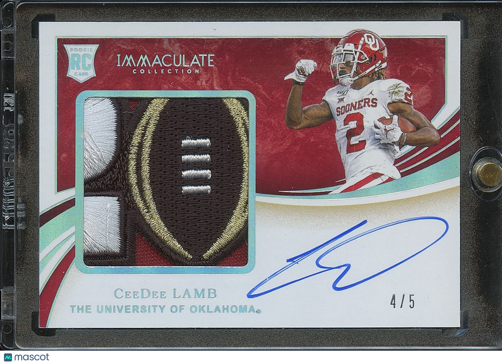 Ceedee Lamb 2020 Immaculate Auto Autograph LOGO Patch RC Oklahoma Sooners 4/5