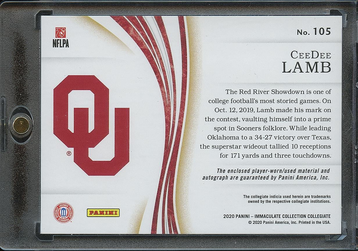 Ceedee Lamb 2020 Immaculate Auto Autograph LOGO Patch RC Oklahoma Sooners 4/5