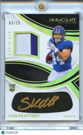 Cam Skattebo 2025 Immaculate Eye Black Auto Autograph Patch RC Giants 3/15