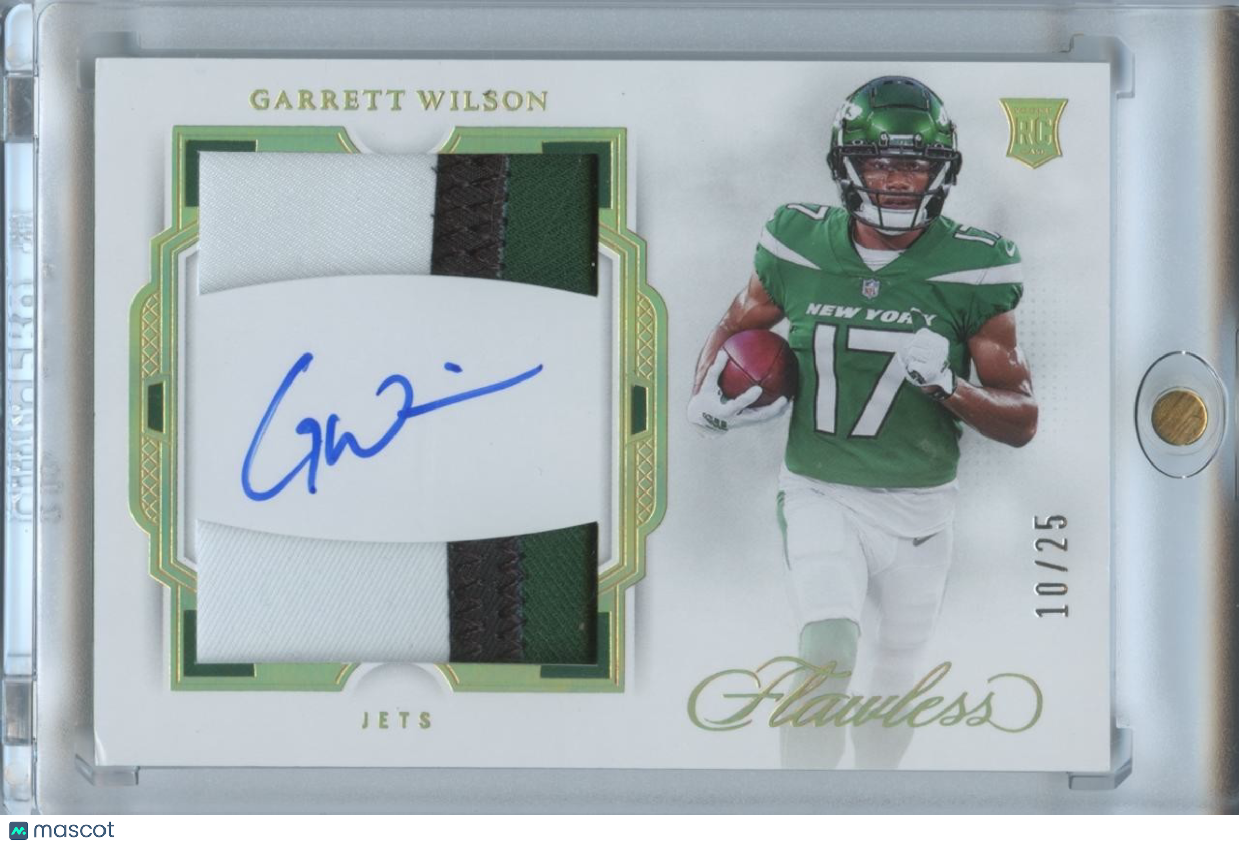 Garrett Wilson 2022 Flawless Auto Autograph Patch RC New York Jets 10/25