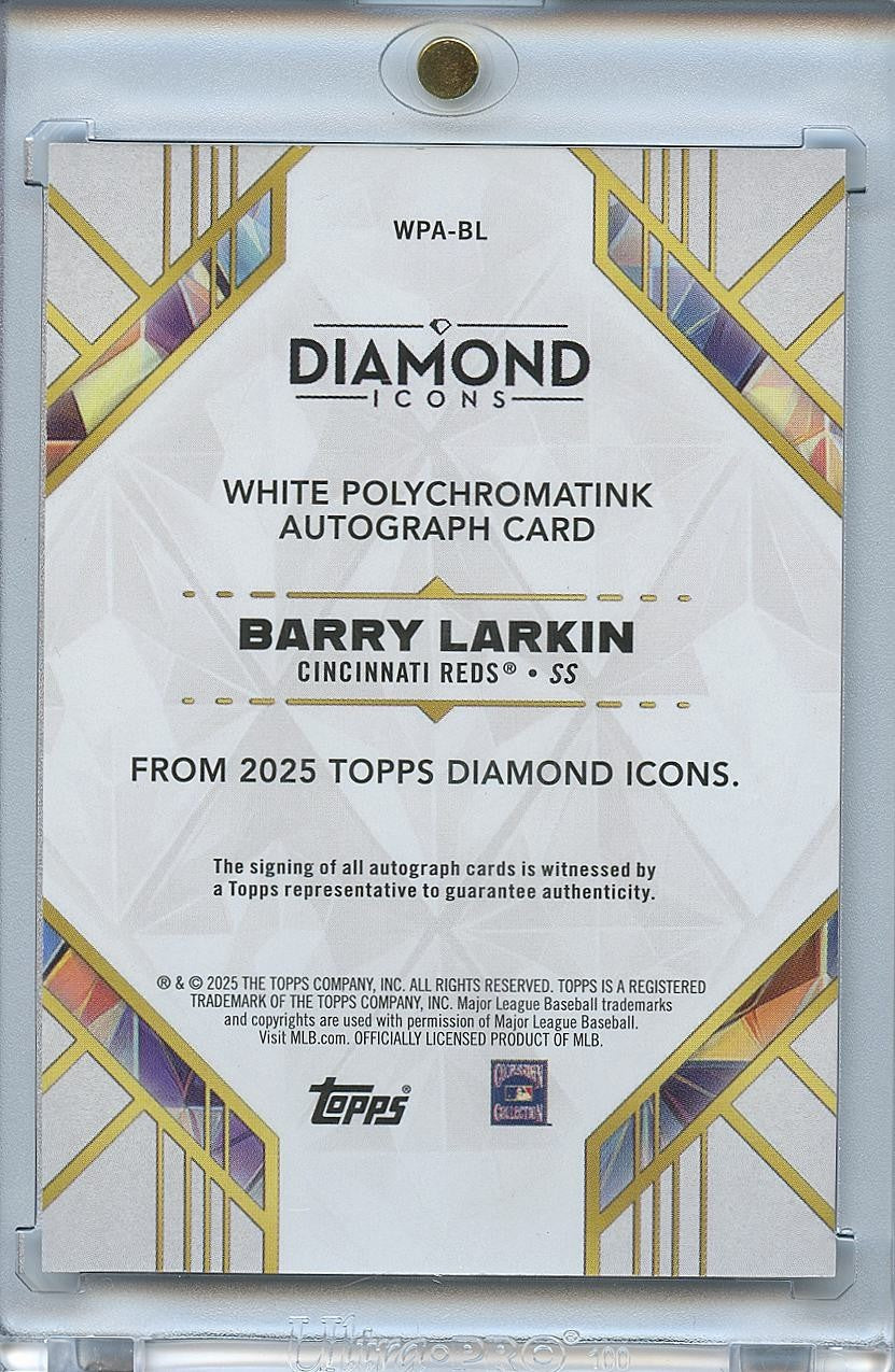 Barry Larkin 2025 Diamond Icons Green Ink Auto Autograph Cincinnati Reds 9/10