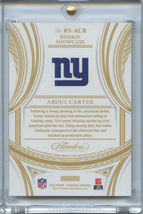 Abdul Carter 2025 Flawless Laundry Tag Patch New York Giants 15/25