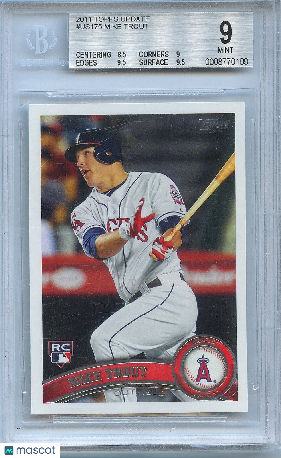 Mike Trout 2011 Topps Update Rookie RC Los Angeles Angels #US175 BGS 9