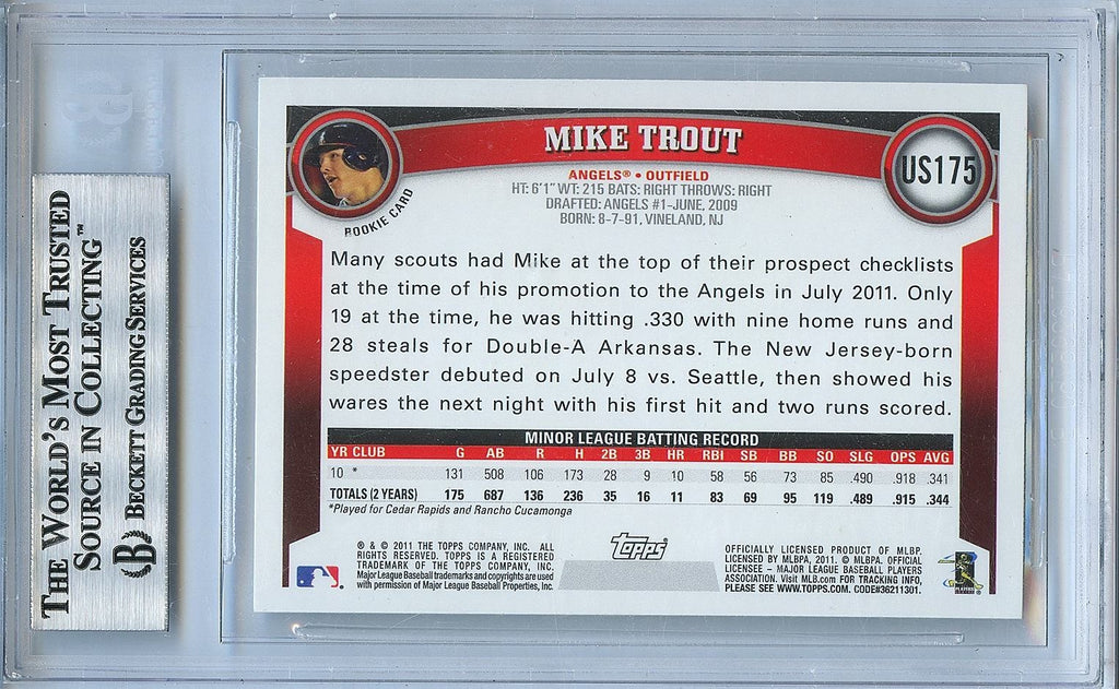 Mike Trout 2011 Topps Update Rookie RC Los Angeles Angels #US175 BGS 9