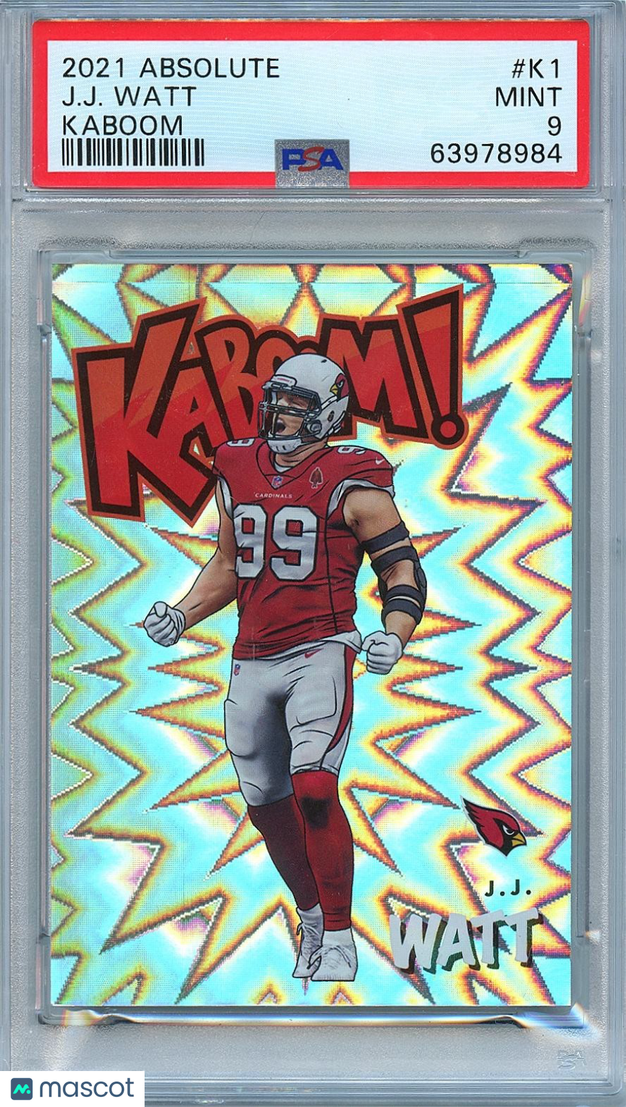 J.J. Watt 2021 Absolute KABOOM! SSP CASE HIT Arizona Cardinals PSA 9
