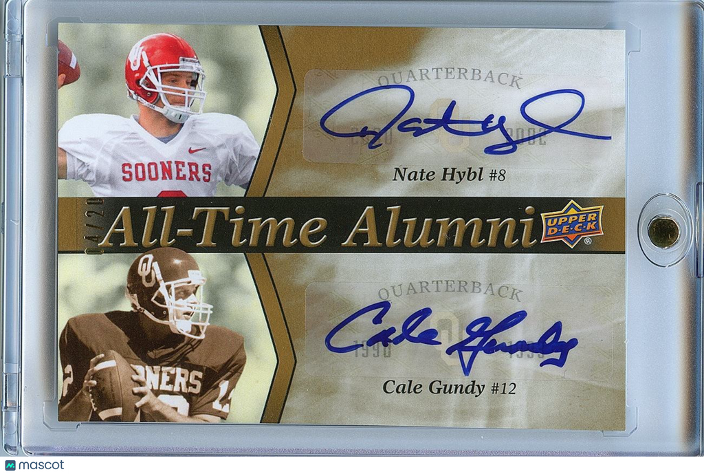 Nate Hybl / Cale Gundy 2011 Upper Deck GOLD Auto Autograph Oklahoma Sooners 4/20