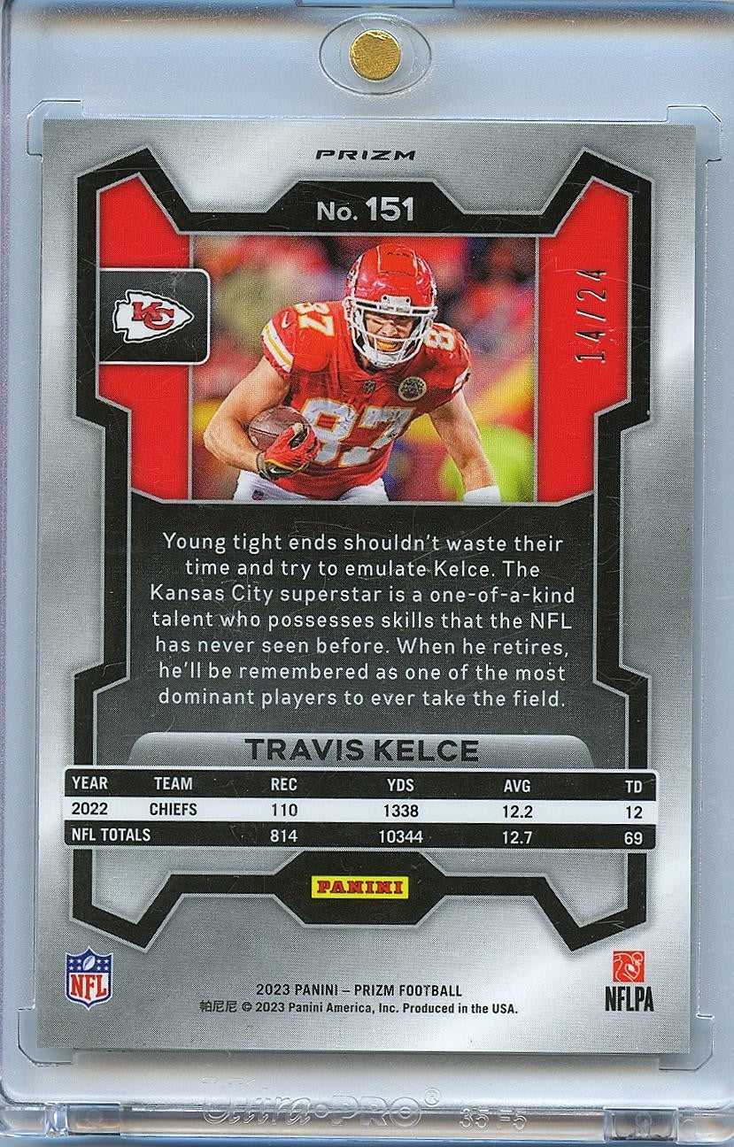 Travis Kelce 2022 Prizm GOLD Sparkle Prizm SSP Kansas City Chiefs 14/24 #151
