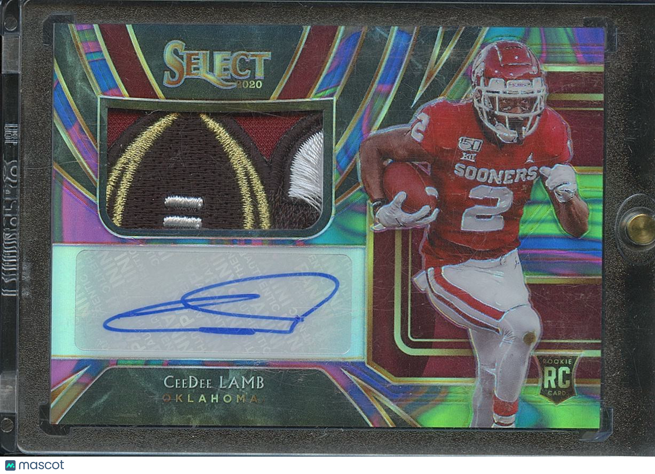 Ceedee Lamb 2020 Spectra Marble Auto Autograph LOGO Patch RC OU Sooners 1/4
