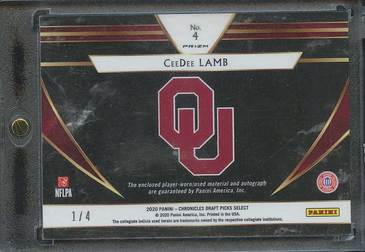 Ceedee Lamb 2020 Spectra Marble Auto Autograph LOGO Patch RC OU Sooners 1/4