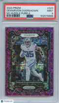 Demarvion Overshown 2023 Prizm No Huddle Purple Disco Cowboys 33/35 PSA 9