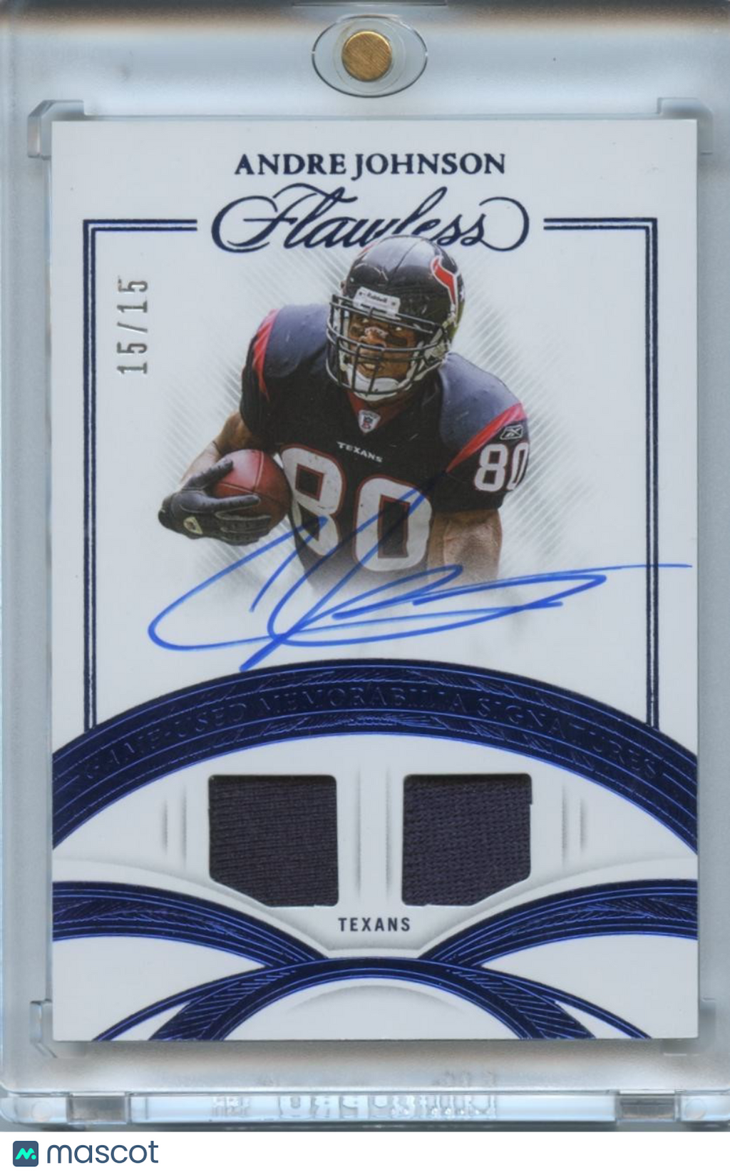 Andre Johnson 2025 Flawless Auto Autograph Game Worn Patch Houston Texans 15/15