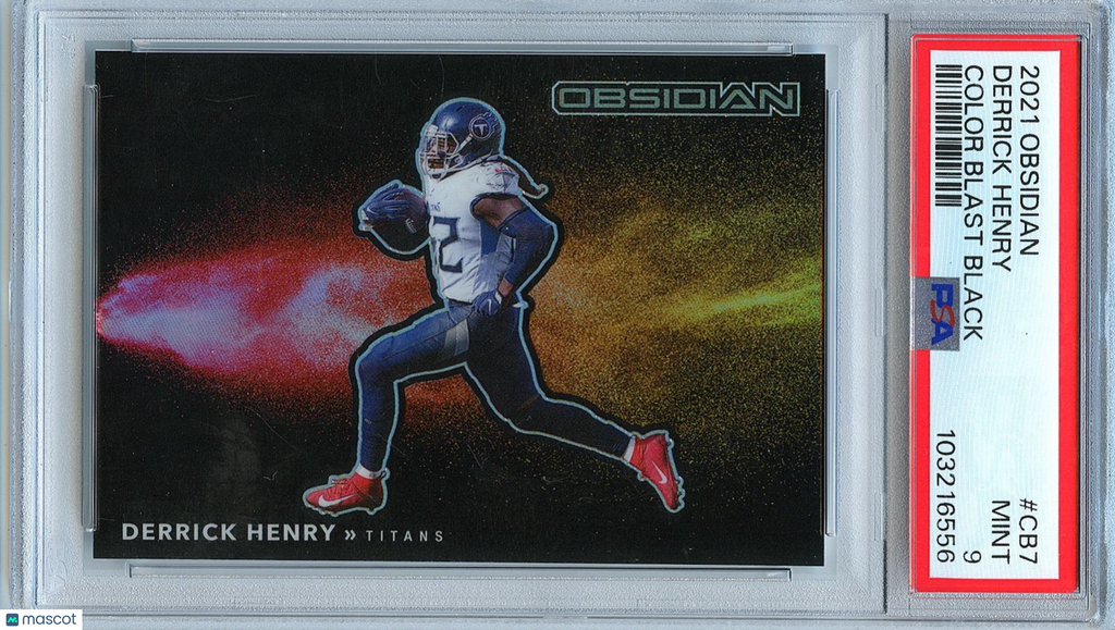Derrick Henry 2021 Obsidian Black Color Blast SSP CASE HIT Titans PSA 9