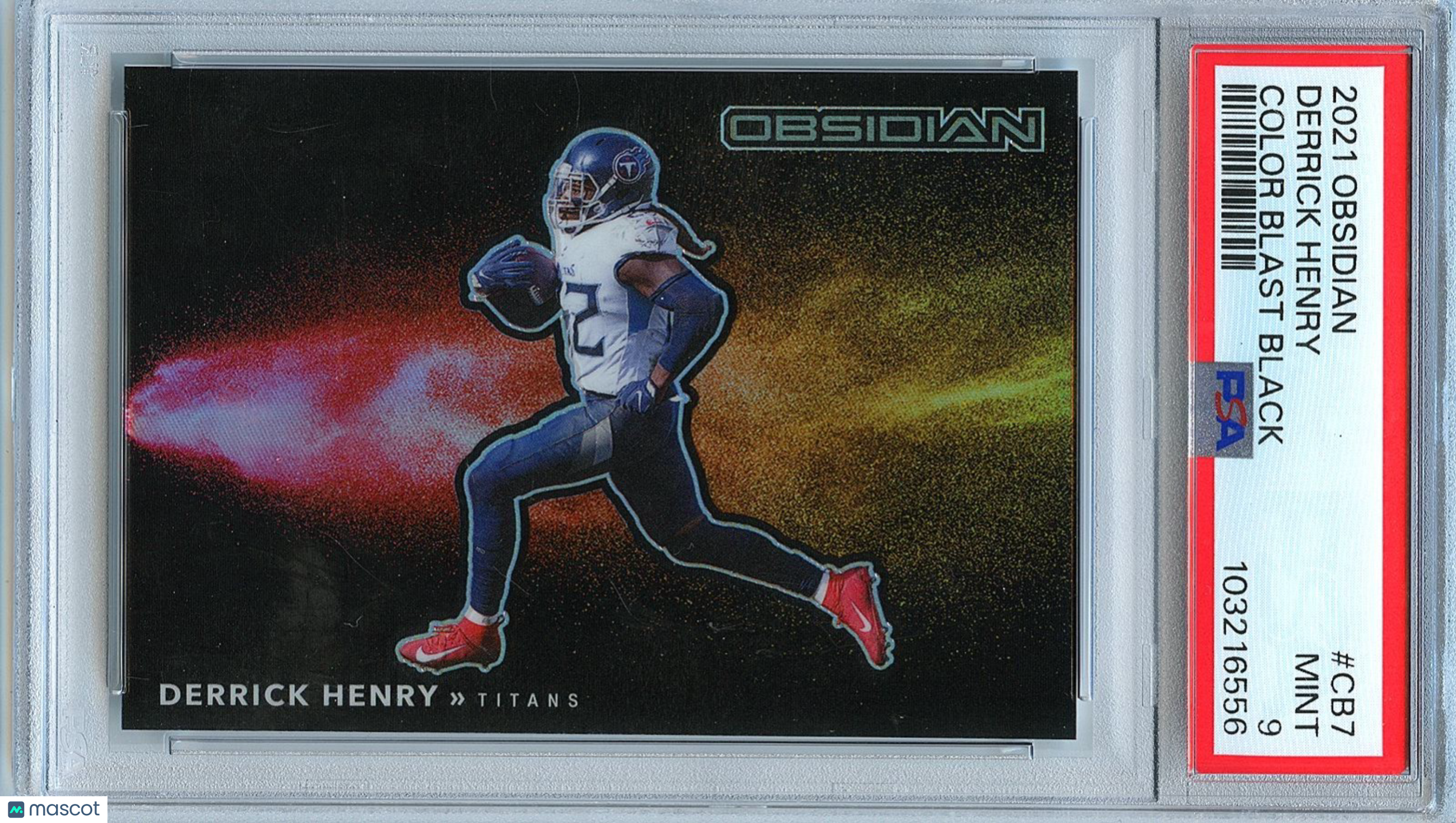 Derrick Henry 2021 Obsidian Black Color Blast SSP CASE HIT Titans PSA 9