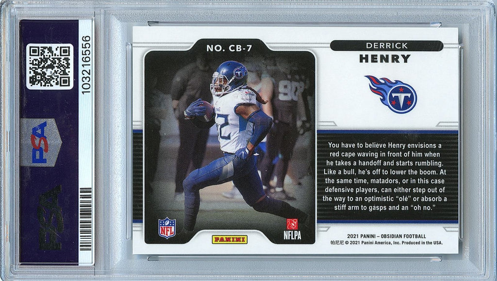 Derrick Henry 2021 Obsidian Black Color Blast SSP CASE HIT Titans PSA 9